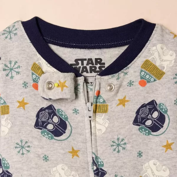 imageAmazon Essentials Disney  Marvel  Star Wars Unisex Babies and Toddlers SnugFit Cotton Footed Pajamas MultipacksStar Wars Winter  Sleep  Play