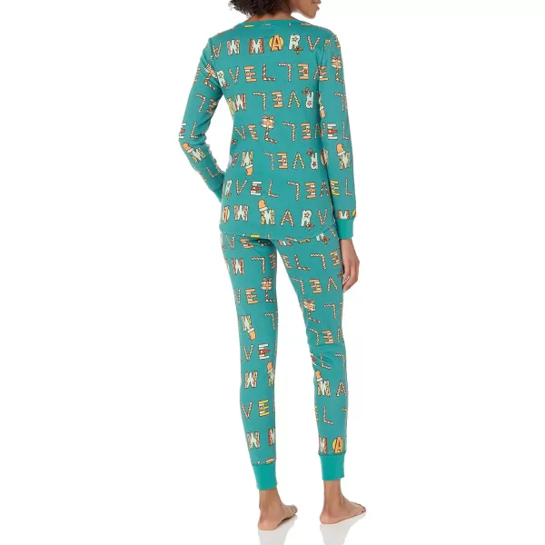 imageAmazon Essentials Disney  Marvel  Star Wars Womens SnugFit Cotton Pajama Sleepwear SetsFestive Marvel