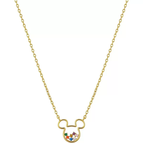 imageAmazon Essentials Disney Plated MultiColor Cubic Zirconia Mickey Mouse Pendant NecklaceGold