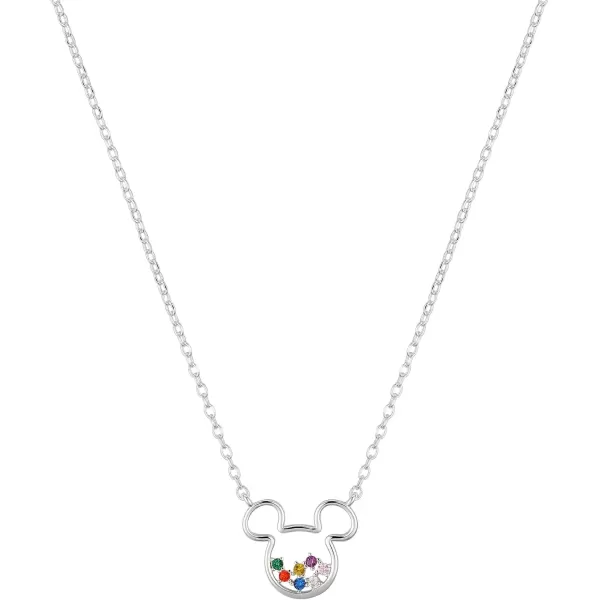 imageAmazon Essentials Disney Plated MultiColor Cubic Zirconia Mickey Mouse Pendant NecklaceSilver