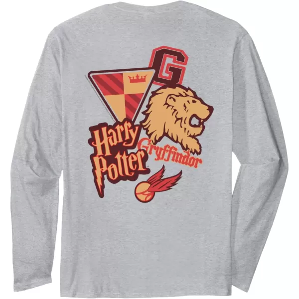 imageAmazon Essentials Harry Potter Front and Back Gryffindor Collegiate Collage Long Sleeve TShirtHeather Grey