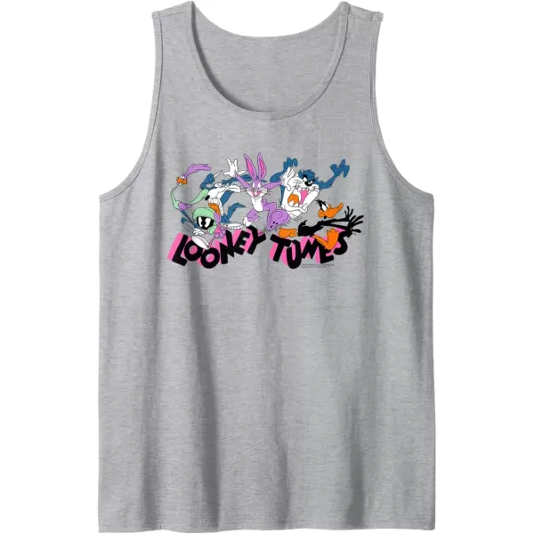 imageAmazon Essentials Looney Tunes Pink Logo with Running Characters Tank TopHeather Grey