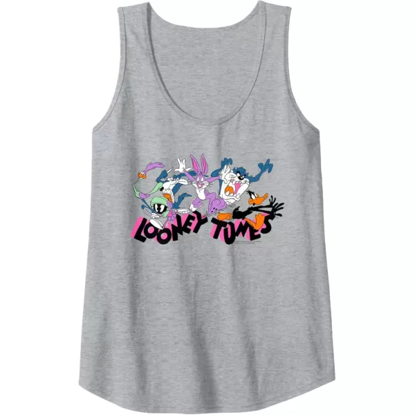 imageAmazon Essentials Looney Tunes Pink Logo with Running Characters Tank TopHeather Grey