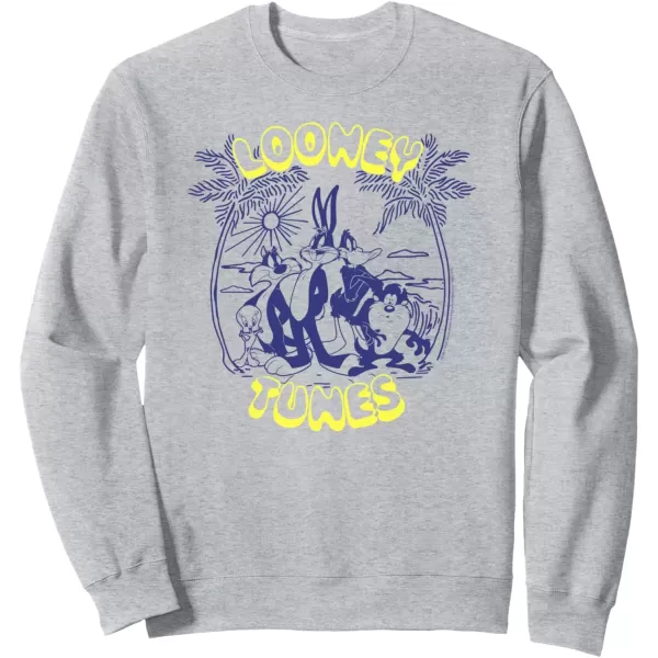 imageAmazon Essentials Looney Tunes Tropical Paradise Beach Scene SweatshirtHeather Grey