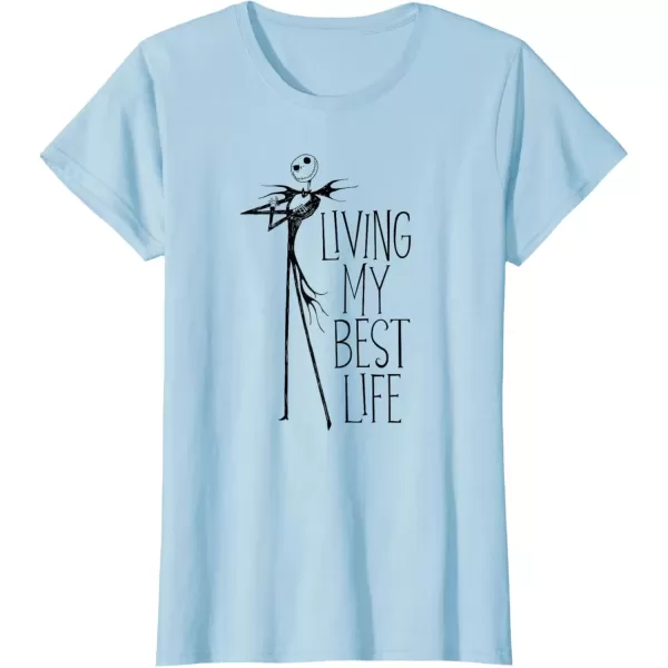 imageAmazon Essentials Mens Nightmare Before Christmas Jack Living My Best Life TShirt White Graphic Print SmallBaby Blue