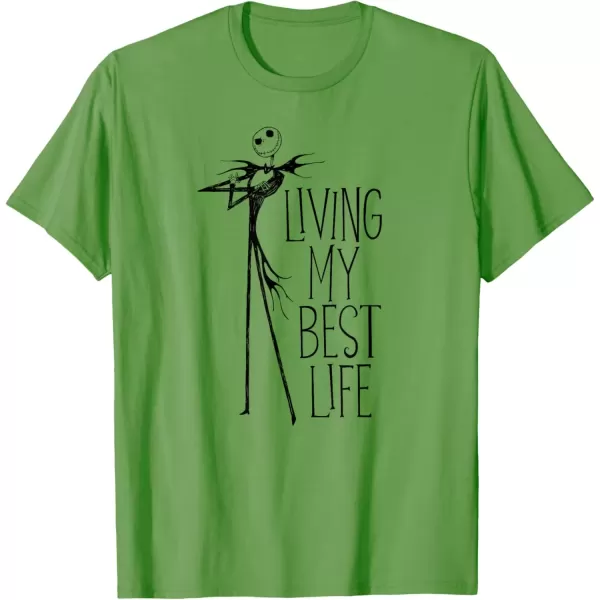 imageAmazon Essentials Mens Nightmare Before Christmas Jack Living My Best Life TShirt White Graphic Print SmallGrass Green