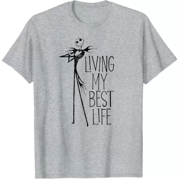 imageAmazon Essentials Mens Nightmare Before Christmas Jack Living My Best Life TShirt White Graphic Print SmallHeather Grey