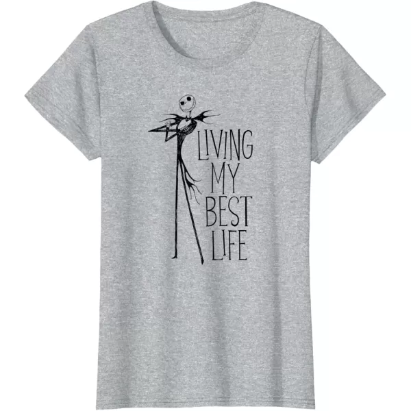 imageAmazon Essentials Mens Nightmare Before Christmas Jack Living My Best Life TShirt White Graphic Print SmallHeather Grey