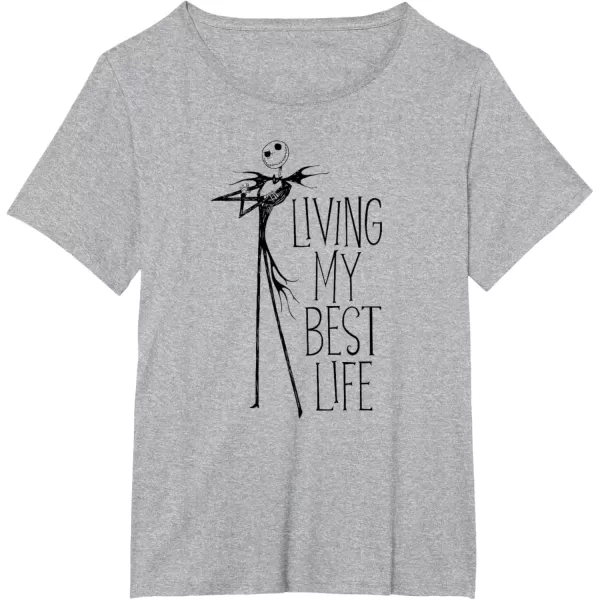 imageAmazon Essentials Mens Nightmare Before Christmas Jack Living My Best Life TShirt White Graphic Print SmallHeather Grey