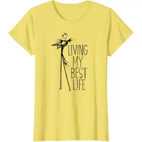 imageAmazon Essentials Mens Nightmare Before Christmas Jack Living My Best Life TShirt White Graphic Print SmallLemon Yellow