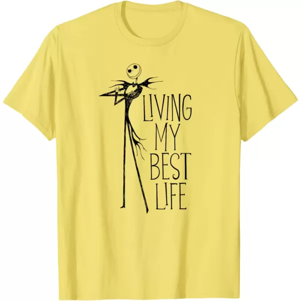 imageAmazon Essentials Mens Nightmare Before Christmas Jack Living My Best Life TShirt White Graphic Print SmallLemon Yellow