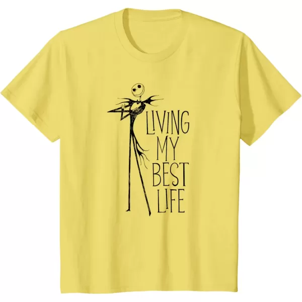 imageAmazon Essentials Mens Nightmare Before Christmas Jack Living My Best Life TShirt White Graphic Print SmallLemon Yellow