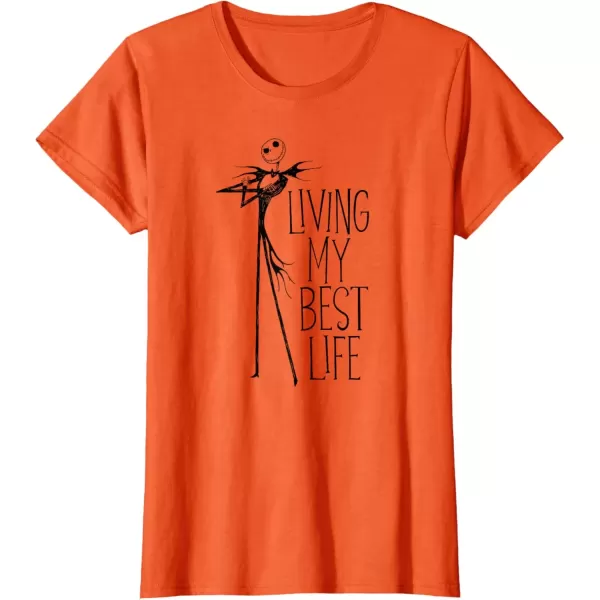 imageAmazon Essentials Mens Nightmare Before Christmas Jack Living My Best Life TShirt White Graphic Print SmallOrange