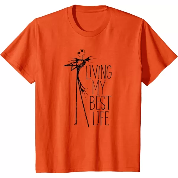 imageAmazon Essentials Mens Nightmare Before Christmas Jack Living My Best Life TShirt White Graphic Print SmallOrange