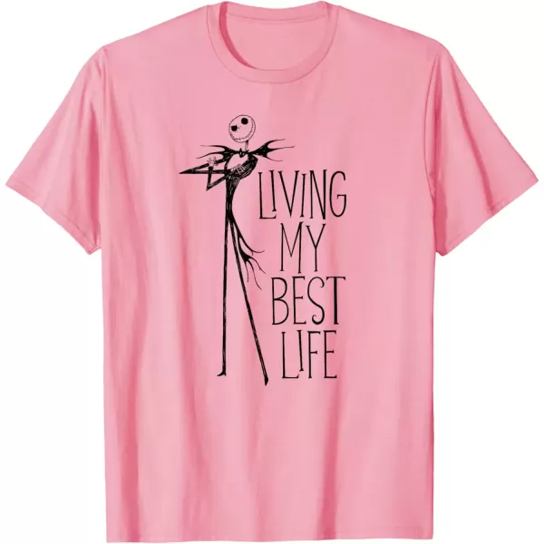 imageAmazon Essentials Mens Nightmare Before Christmas Jack Living My Best Life TShirt White Graphic Print SmallPink