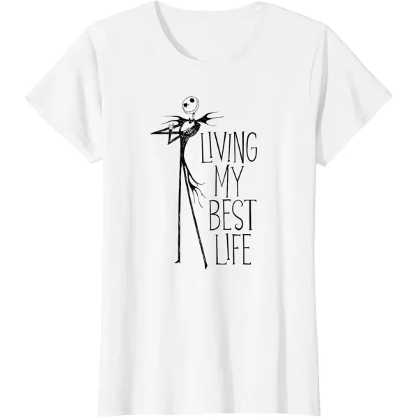 imageAmazon Essentials Mens Nightmare Before Christmas Jack Living My Best Life TShirt White Graphic Print SmallWhite