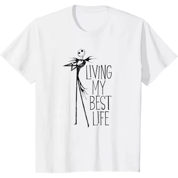 imageAmazon Essentials Mens Nightmare Before Christmas Jack Living My Best Life TShirt White Graphic Print SmallWhite