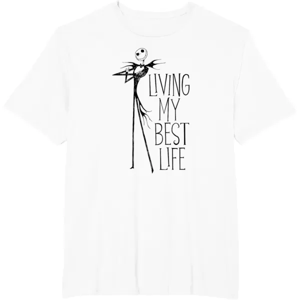 imageAmazon Essentials Mens Nightmare Before Christmas Jack Living My Best Life TShirt White Graphic Print SmallWhite