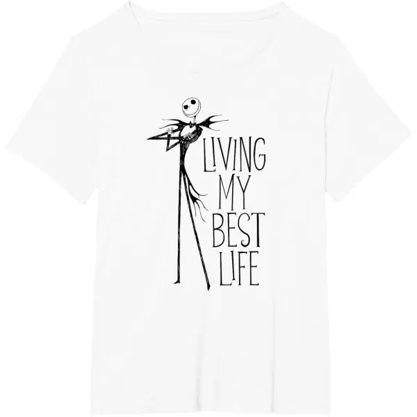 imageAmazon Essentials Mens Nightmare Before Christmas Jack Living My Best Life TShirt White Graphic Print SmallWhite