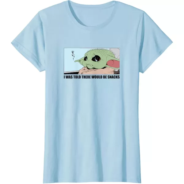 imageAmazon Essentials Mens The Mandalorian Sad Grogu Wants Snacks TShirt Grey SmallBaby Blue