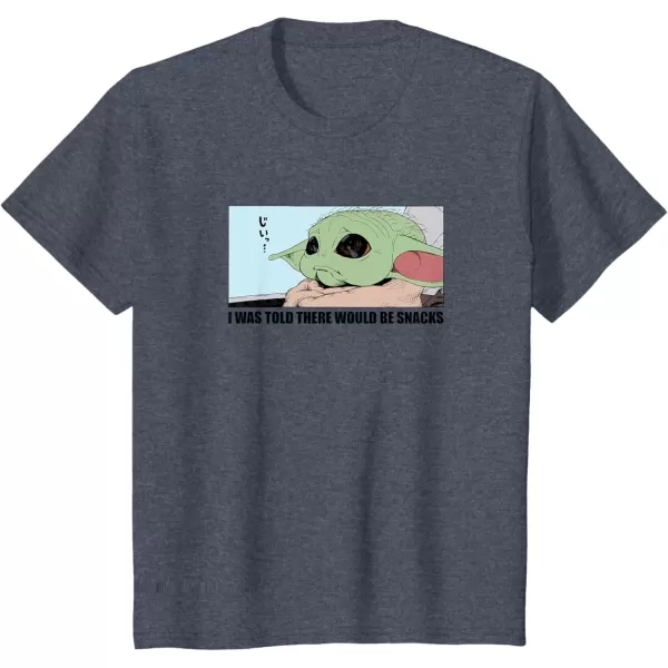 imageAmazon Essentials Mens The Mandalorian Sad Grogu Wants Snacks TShirt Grey SmallHeather Blue