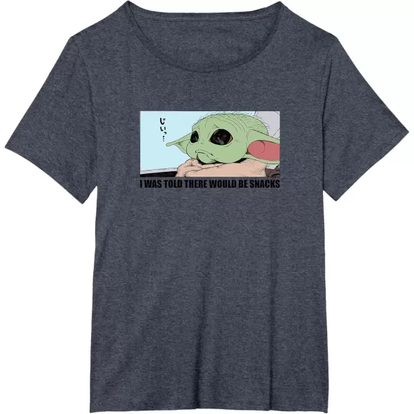 imageAmazon Essentials Mens The Mandalorian Sad Grogu Wants Snacks TShirt Grey SmallHeather Blue