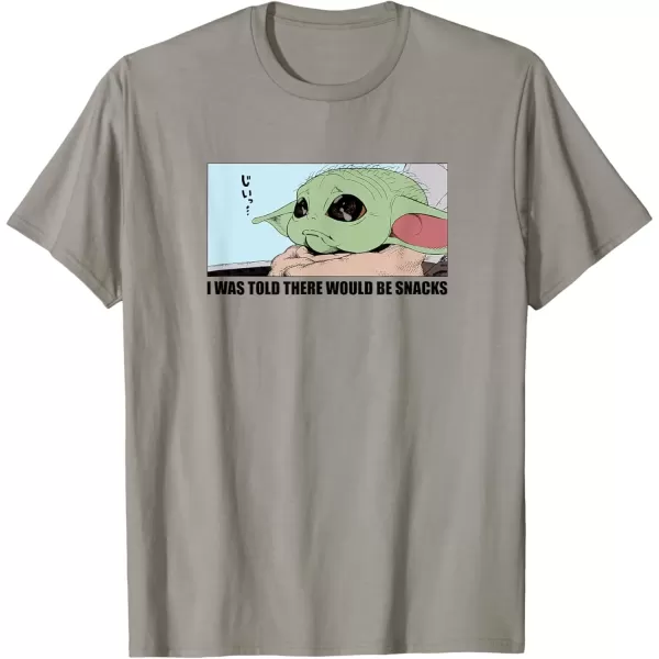 imageAmazon Essentials Mens The Mandalorian Sad Grogu Wants Snacks TShirt Grey SmallSlate Grey