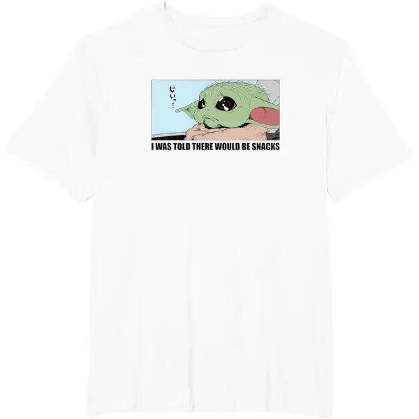 imageAmazon Essentials Mens The Mandalorian Sad Grogu Wants Snacks TShirt Grey SmallWhite