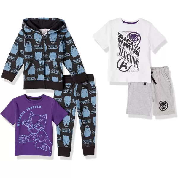 imageAmazon Essentials Disney  Marvel  Star Wars Boys and Toddlers Outfit Sets Previously Spotted Zebra Pack of 5Marvel Black Panther