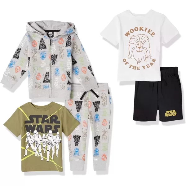 imageAmazon Essentials Disney  Marvel  Star Wars Boys and Toddlers Outfit Sets Previously Spotted Zebra Pack of 5Star Wars Wookiee