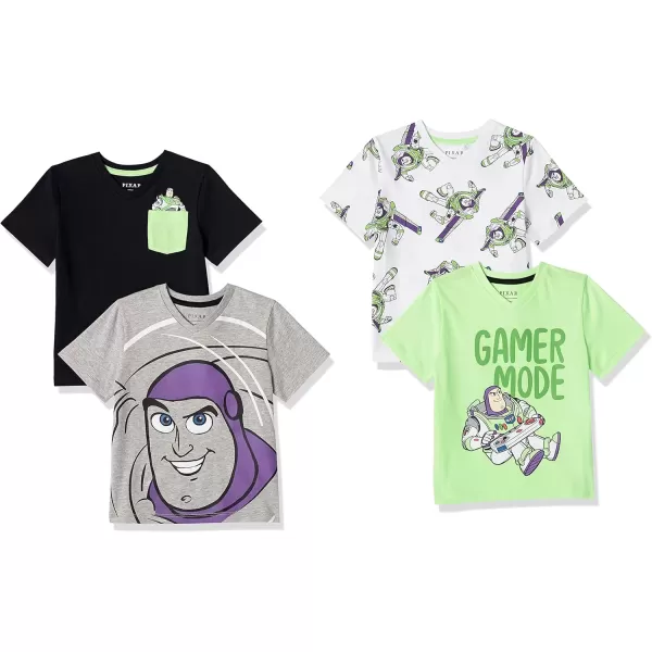 imageAmazon Essentials Disney  Marvel  Star Wars Boys and Toddlers ShortSleeve VNeck TShirts Pack of 4NeonToy Story Friends