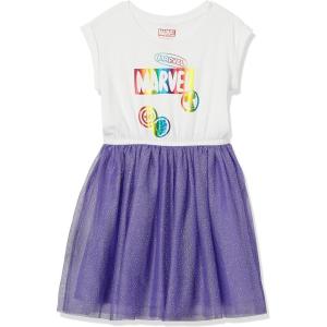 imageAmazon Essentials Disney  Marvel  Star Wars Girls and Toddlers Knit ShortSleeve Tutu DressesDiscontinued ColorsPurple White Marvel