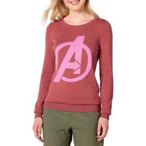 imageAmazon Essentials Disney  Marvel  Star Wars Womens Lightweight Crewneck SweatersAvengers Logo  Womens