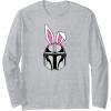 imageAmazon Essentials The Mandalorian Helmet Spring Easter Bunny Ears Long Sleeve TShirtHeather Grey