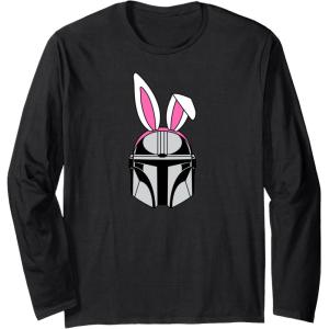 imageAmazon Essentials The Mandalorian Helmet Spring Easter Bunny Ears Long Sleeve TShirtBlack
