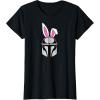 imageAmazon Essentials The Mandalorian Helmet Spring Easter Bunny Ears TShirtBlack