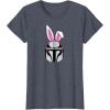 imageAmazon Essentials The Mandalorian Helmet Spring Easter Bunny Ears TShirtHeather Blue