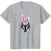 imageAmazon Essentials The Mandalorian Helmet Spring Easter Bunny Ears TShirtHeather Grey