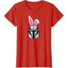 imageAmazon Essentials The Mandalorian Helmet Spring Easter Bunny Ears TShirtRed