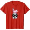 imageAmazon Essentials The Mandalorian Helmet Spring Easter Bunny Ears TShirtRed