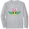 imageAmazon Essentials The Mandalorian Grogu Spring Easter Bunny Ears Long Sleeve TShirtHeather Grey