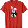 imageAmazon Essentials The Mandalorian Helmet Spring Easter Bunny Ears TShirtRed