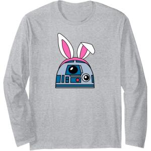 imageAmazon Essentials Star Wars R2D2 Spring Easter Bunny Ears Long Sleeve TShirtHeather Grey