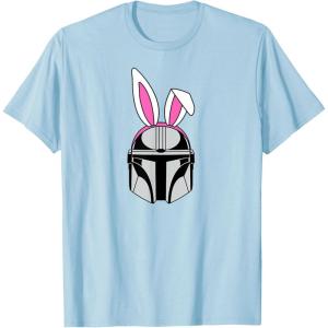 imageAmazon Essentials The Mandalorian Helmet Spring Easter Bunny Ears TShirtBaby Blue