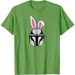 imageAmazon Essentials The Mandalorian Helmet Spring Easter Bunny Ears TShirtGrass Green