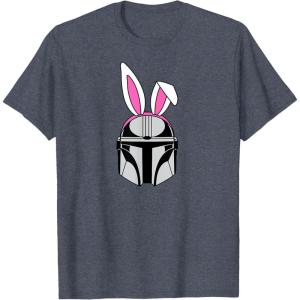 imageAmazon Essentials The Mandalorian Helmet Spring Easter Bunny Ears TShirtHeather Blue