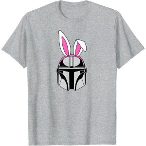 imageAmazon Essentials The Mandalorian Helmet Spring Easter Bunny Ears TShirtHeather Grey