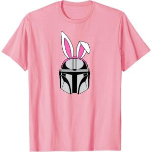 imageAmazon Essentials The Mandalorian Helmet Spring Easter Bunny Ears TShirtPink