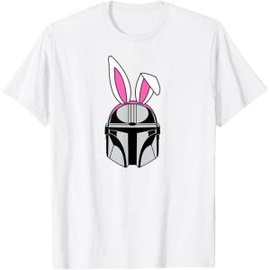 imageAmazon Essentials The Mandalorian Helmet Spring Easter Bunny Ears TShirtWhite