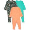 imageAmazon Essentials Unisex Toddlers and Babies Cotton SnugFit Footed Sleeper Pajamas MultipacksAqua GreenBlack FolkloricOrange Dots